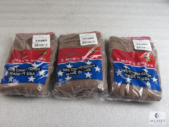 Lot of 3 New 3 pack DSCP Defense Agency Men's Briefs Brown Size 30 100% Combed Cotton