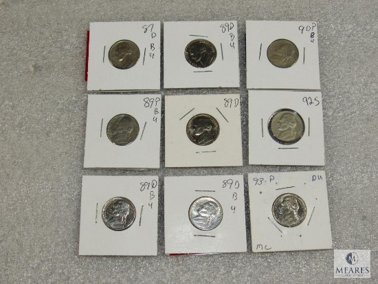 Mixed lot of (9) Jefferson nickels