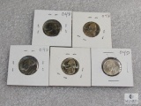 Group of (5) Jefferson nickels