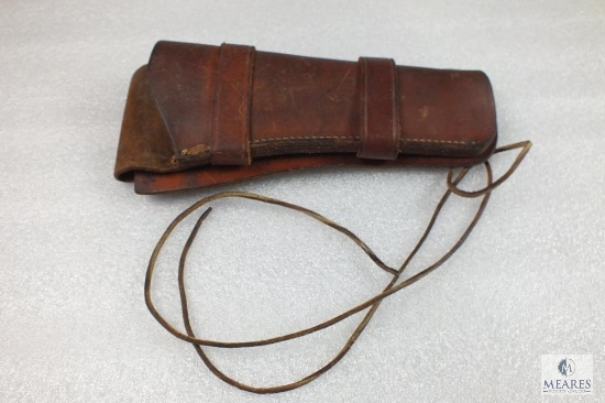 Vintage leather double loop holster fits 6.5" Ruger blackhawk and similar