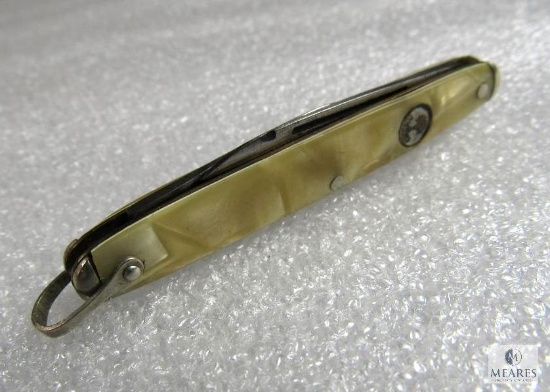 Vintage Boker 2 Blade Pen Knife Folder 2158 Yellow Handle