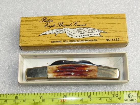 Vintage Eagle Brand Parker Cutlery 1137-PB 4 Blade Stockman Knife Bone Handle