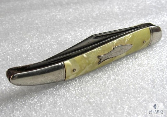 Vintage Imperial 2 Blade Fishing Scaler & Knife Mother of Pearl? Handle Toothpick style