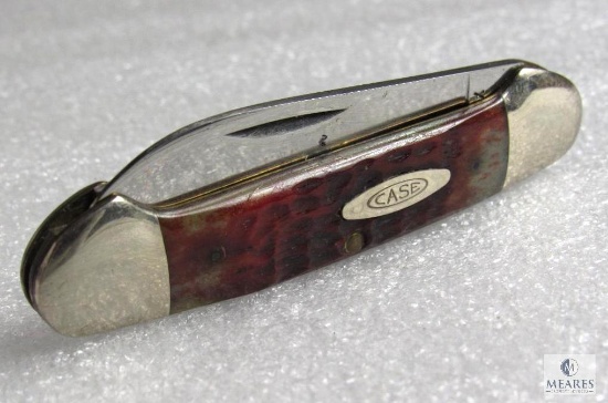 Vintage 1972 Case XX 62131 2 Blade Canoe Knife Red Bone Handle