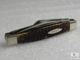 Vintage 1981 Case XX 6375 Brown Bone Stockman 3 Blade Folder Knife