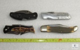 Lot of 4 large Pocket Folder Knives Various Brands