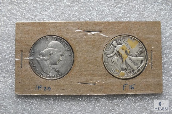 Walking Liberty half dollar and Franklin half dollar