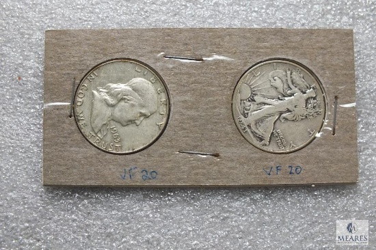 Walking Liberty half dollar and Franklin half dollar