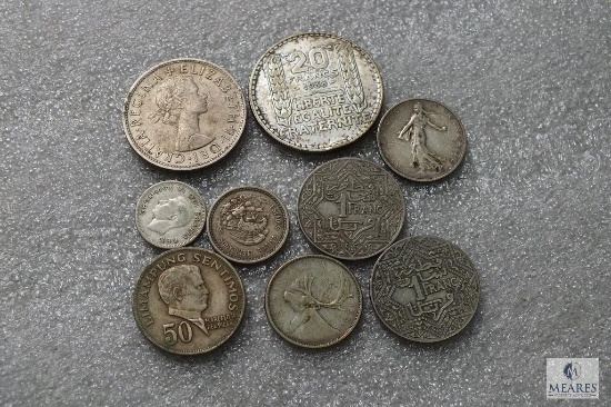 Mixed lot of foreign coins - including silver