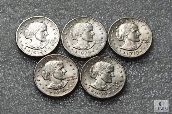 Lot of (5) 1979 Susan B Anthony dollars - Possible Wide Rim - Near Date Varieties included