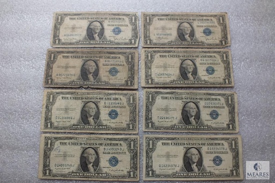 Group of (8) small size US $1 silver certificates