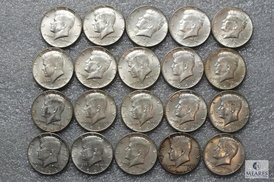 Lot of (20) 1964 - 90% silver Kennedy half dollars