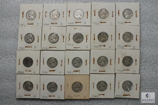 Group of (20) mixed Jefferson nickels - 1940s
