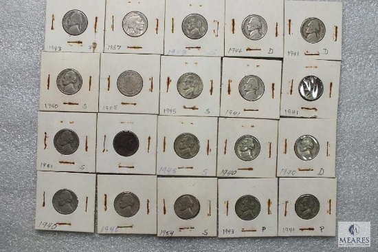 Group of (20) mixed Jefferson nickels - 1940s