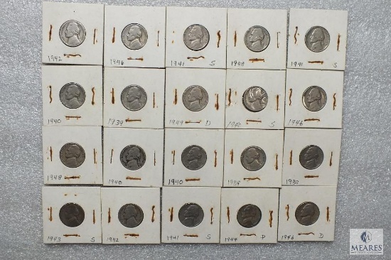 Group of (20) mixed Jefferson nickels - 1930s and 40s