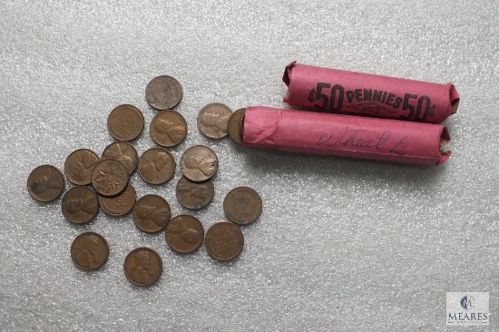 Two rolls of mixed Lincoln wheat cents