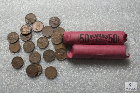 Two rolls of mixed Lincoln wheat cents