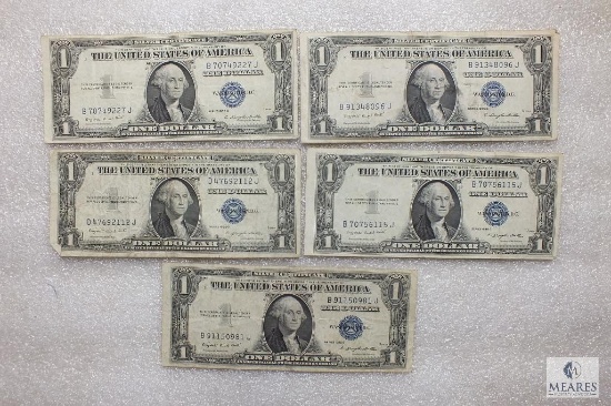 Group of (5) US $1.00 silver certificates - small size