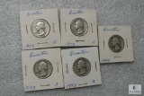 Lot of (5) silver Washington quarters - 1940s and 1950s