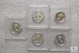 Group of (5) silver Washington quarters