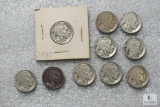 Mixed lot of (10) Buffalo nickels