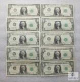 Mixed lot of (10) US small size $1 notes