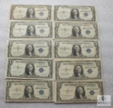 Group of (10) small size US $1 silver certificates