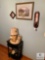 Wall Lot Containing Lamps, Figurines, Accent Table and Wall Art