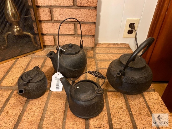 Lot of Four Cast Iron Kettles