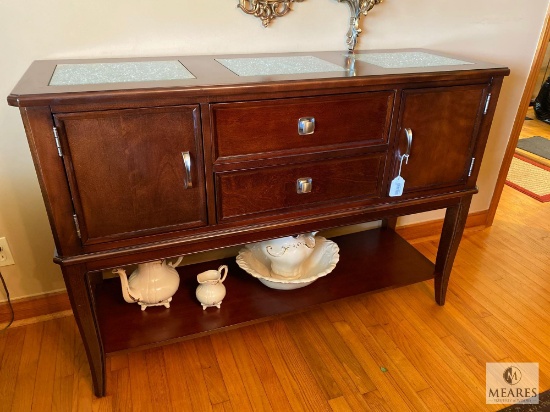 Modern Design Sideboard with Glass Inlay