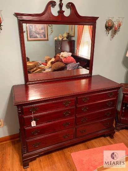 Eight Drawer Dresser with Mirror
