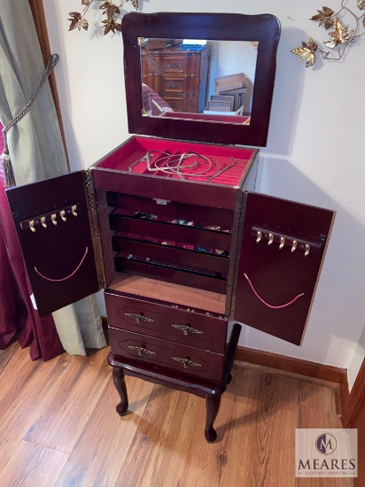 Floor Standing Jewelry Box with Contents