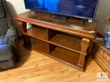 Wood with Tile Inlay Wall Table/Television Stand