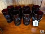 Avon Cranberry Color Set of Eight Tea Glasses