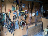 Contents of Dark Brown Pegboard in Garage