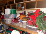 Large Lot of Christmas Items on Top of Workbench