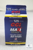 125 Rounds CCI .22 WMR Maxi-mag 40 Grain Win Mag Jacketed Hollow Point