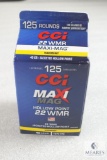 125 Rounds CCI .22 WMR Maxi-mag 40 Grain Win Mag Jacketed Hollow Point