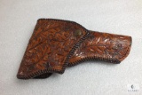 Leather Tooled Oak Leaf Design Holster for large Revolver