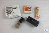 Lot of Gun Cleaning Items; Cloths, Patches, Lubricant, and all Purpose Brushes
