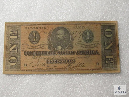 February 17, 1864 CSA Civil War $1 note