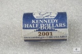 US MINT UNC $10 roll of Kennedy Half Dollars - 2001-D