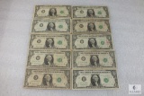 Lot of (10) 1963 US $1 small size notes - Barr notes