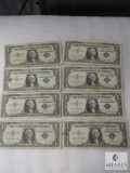 Lot of (8) small size US $1 silver certificates