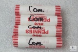 Four rolls of mixed Lincoln wheat cents