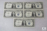 Lot of (5) sequentially numbered crisp uncirculated US small size $1 silver certificates