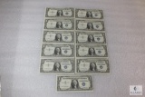 Lot of (11) sequentially numbered crisp uncirculated US small size $1 silver certificates