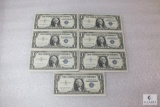 Lot of (7) sequentially numbered US small size crisp $1 silver certificates