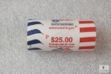 US Mint roll of P Mint George Washington Presidential golden dollars