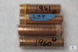Four rolls of 1960s Lincoln Memorial cents